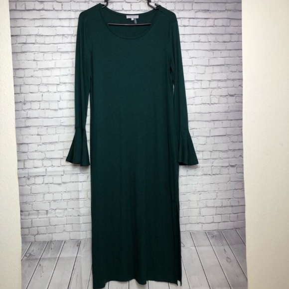 1. State Bell Sleeve Curator Long Dress Jasper Green Size Small - Picture 3 of 8